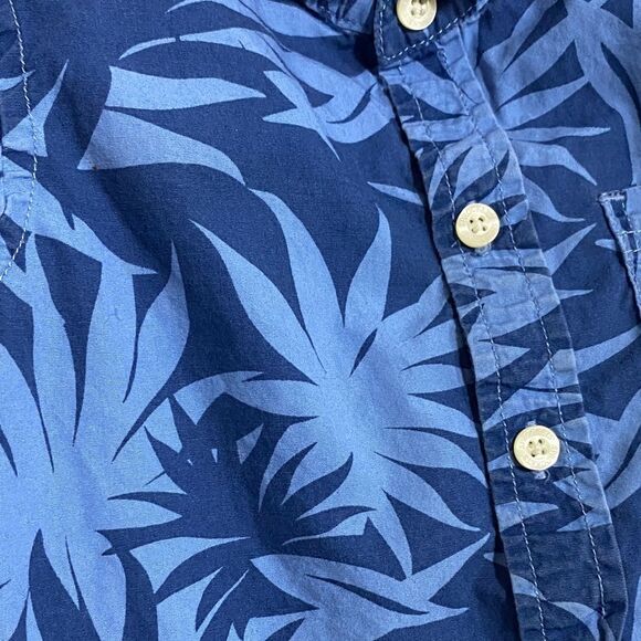 Sprockets 2T Blue Leaf Tropical Print Button Down Shirt Cotton Short Sleeve - Picture 5 of 9